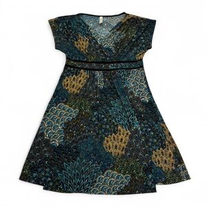 PerSeption Concept - Teal and Gold, Multicolor, Stunning and Vibrant Midi Dress